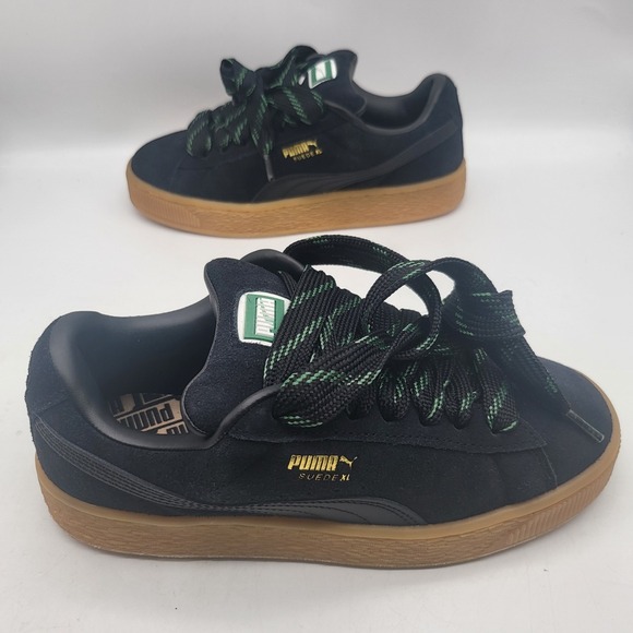 Puma Suede XL Sneakers Gum Sole Size 6 Black Green 398180-02 - Picture 4 of 11